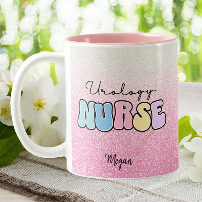 Taza Bicolor Urología Enfermera Diálisis Riñón Groovy Purpurina (Subido por el creador)