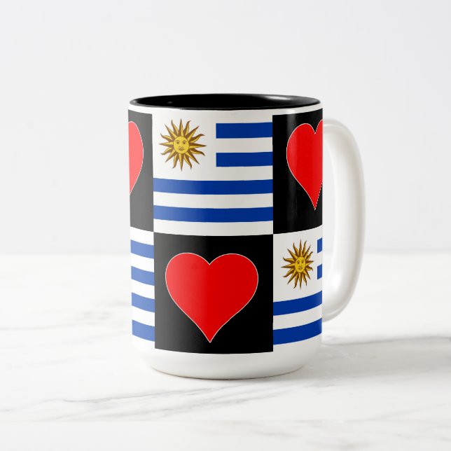 Taza Bicolor Uruguay: Fun patriótico uruguayo del patrón cardía (Anverso derecho)