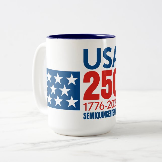 Taza Bicolor USA 250 - America's 250th Birthday - Stars Stripes (Anverso izquierdo)