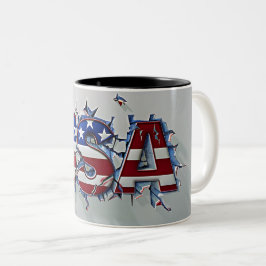 Taza Bicolor USA Mug, 4th of July Mug, Independence Day