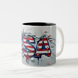 Taza Bicolor USA Mug, 4th of July Mug, Independence Day