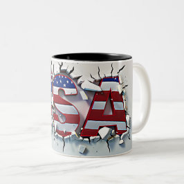 Taza Bicolor USA Mug, 4th of July Mug, Independence Day
