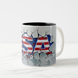 Taza Bicolor USA Mug, 4th of July Mug, Independence Day