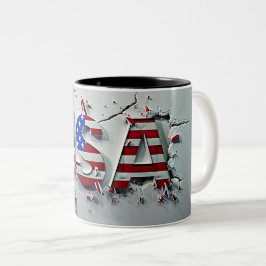 Taza Bicolor USA Mug, 4th of July Mug, Independence Day