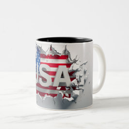 Taza Bicolor USA Mug, 4th of July Mug, Independence Day