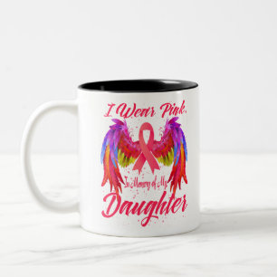 Taza Bicolor Uso El Rosa En Memoria Del Cáncer De Mama De Mi Hi