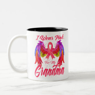 Taza Bicolor Uso El Rosa Para Mi Abuela Alas Cáncer De Mama