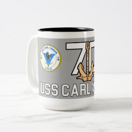 TAZA BICOLOR USS CARL VINSON MUG FORTALEZA CVN-70 DESDE EL MAR