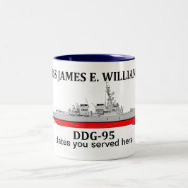 Taza Bicolor USS James E Williams, DDG-95, fechas personalizabl
