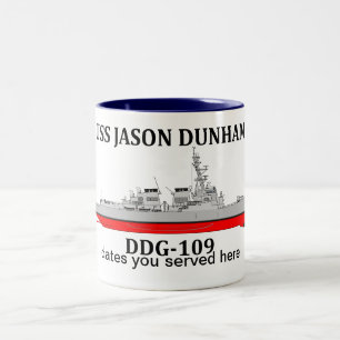 Taza Bicolor USS Jason Dunham, DDG-109, fechas personalizables