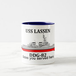 Taza Bicolor USS Lassen, DDG-82, fechas personalizables cumplid