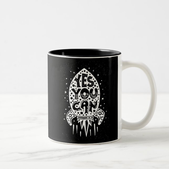 Taza Bicolor Usted puede sí Rocketship (Derecha)
