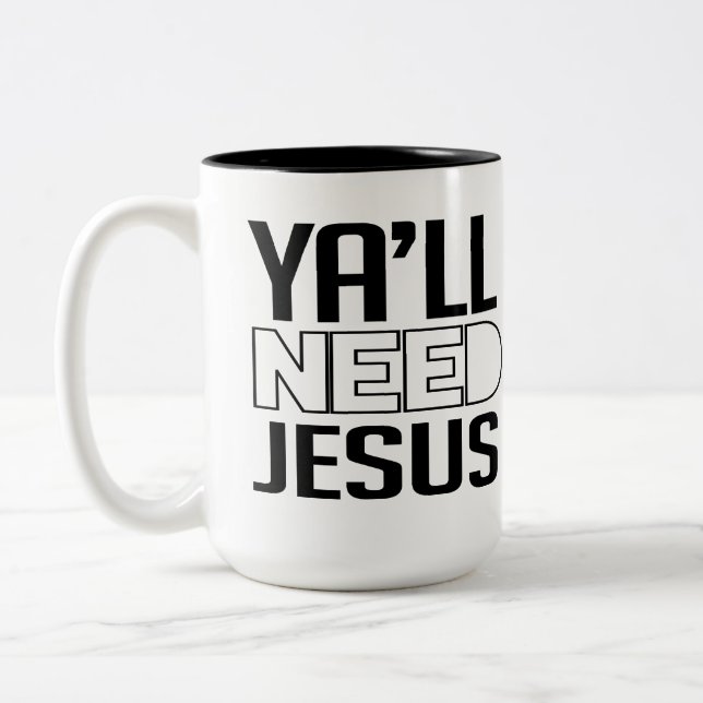Taza Bicolor Ustedes Necesitan a Jesús (Izquierda)