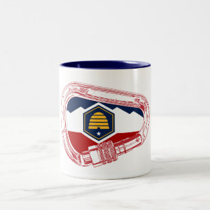 Taza Bicolor Utah bandera escalada en roca mosquetón