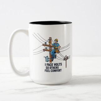 Taza Bicolor Utility Power Line Worker Courage Quote Hero