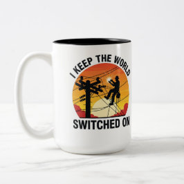 Taza Bicolor Utility Worker Gift Switched On Electrical Lineman