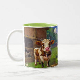 Taza Bicolor Vaca de granero linda