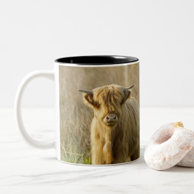 Taza Bicolor Vaca Highland (Con donut)