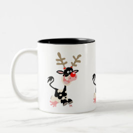 Taza Bicolor Vaca Personalizado descubierta como reno