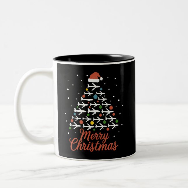 Taza Bicolor Vacaciones de Árbol de Avión de Navidad (Izquierda)