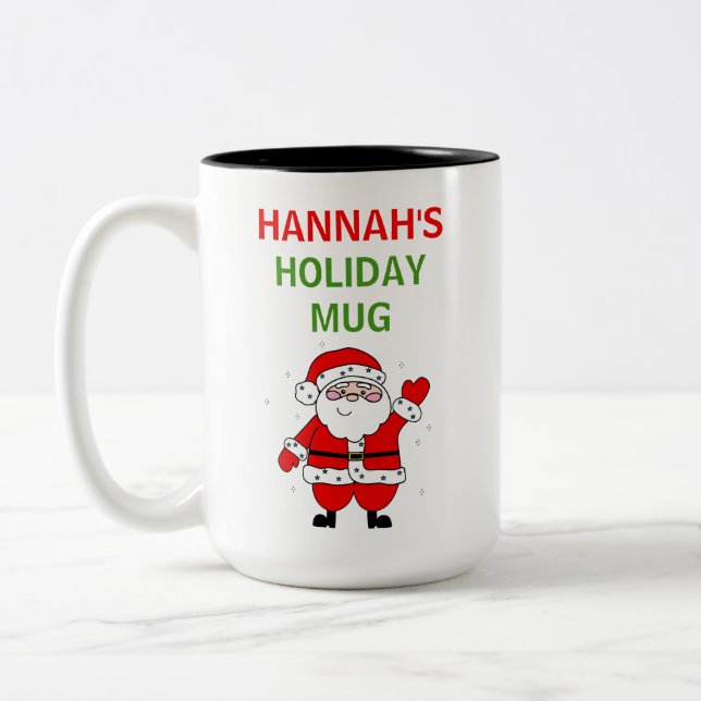 Taza Bicolor Vacaciones de Personalizado Santa Navidades (Izquierda)