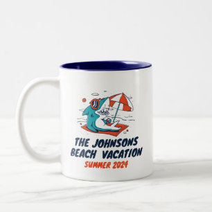 Taza Bicolor Vacaciones en la playa de la Reunión de la Familia