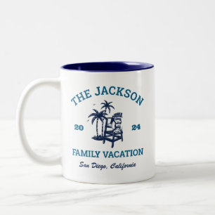 Taza Bicolor Vacaciones familiares antiguas con logotipo retro