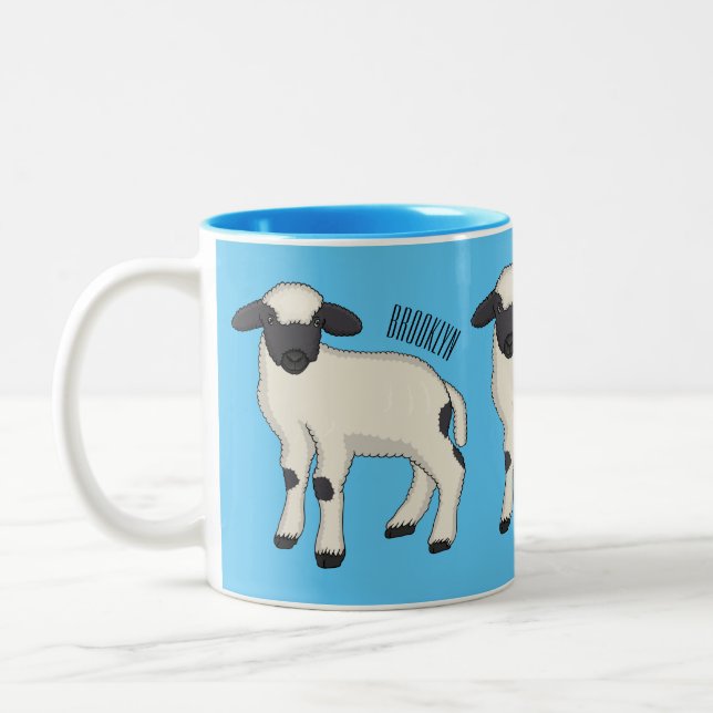 Taza Bicolor Valais Blacknose ilustracion personalizado ovino (Izquierda)