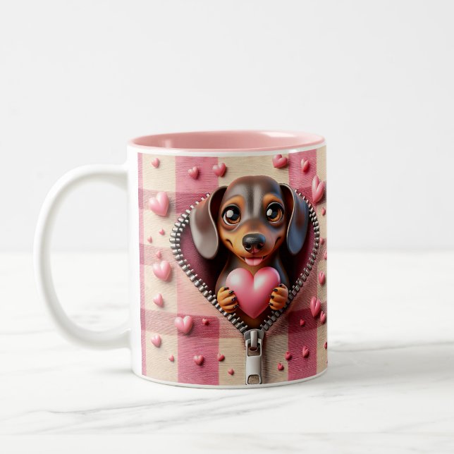 Taza Bicolor Valentine Dachshund Mug (Izquierda)