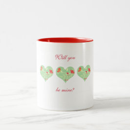Taza Bicolor Valentine Floral Heart Mug