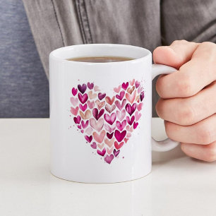 Taza Bicolor Valentine Heart Design Coffee Mug
