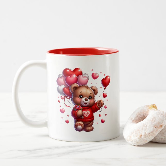 Taza Bicolor Valentine Hearts  (Con donut)