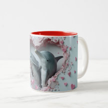 Valentine Mom & Baby Dolphins Envoltura De Mug 3D