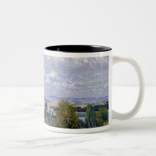 Taza Bicolor Valle de Alfred Sisley el   del Sena en la St-Nube