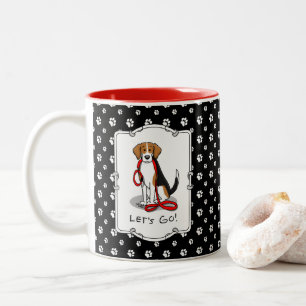 Taza Bicolor ¡Vamos! (paseo) Perro Beagle (tricolor 3) Cute