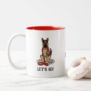 Taza Bicolor ¡Vamos! Perro pastor alemán (negro y fuego)