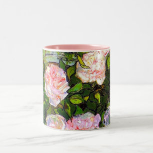 Taza Bicolor Van Gogh Naturaleza Muerta con Rosas Rosadas