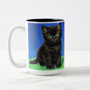 Taza Bicolor Van Gogh Style Black Kitten