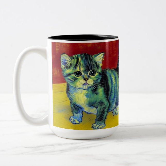 Taza Bicolor Van Gogh Tabby Cat (Izquierda)