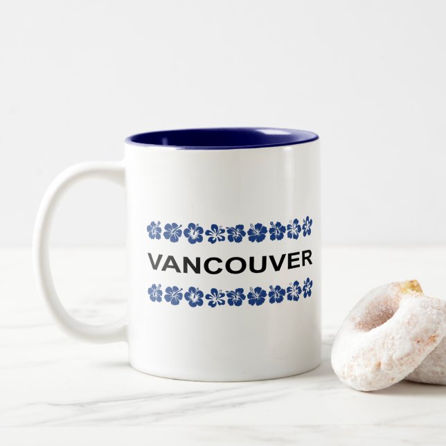 Taza Bicolor Vancouver Aloha Bandas Azul Luz-Color (Con donut)