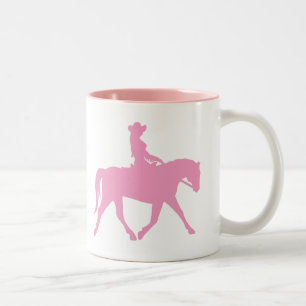 Taza Bicolor Vaquera que monta su caballo (rosa)