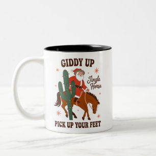 Taza Bicolor Vaquero alegre tintineo caballo levanta tus pies