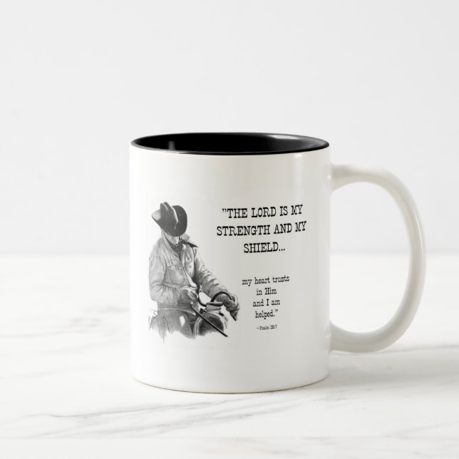 TAZA BICOLOR VAQUERO: BIBLIA: FUERZA, ESCUDO: REALISMO DEL (Derecha)