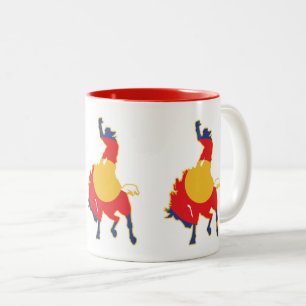 Taza Bicolor Vaquero de Colorado con potro bronco