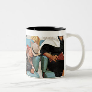 Taza Bicolor Vaquero dormido en salón de belleza