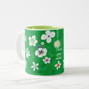 Taza Bicolor Variety White Flowers te amo Mamá Mugs