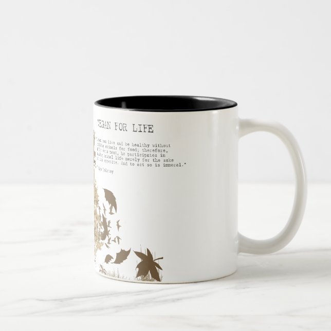 Taza Bicolor Vegano - cita de Tolstoy (Derecha)