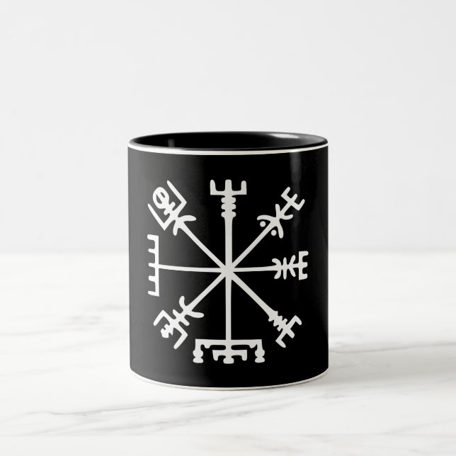 Taza Bicolor Vegvísir (compás de Viking) (Centro)