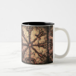 Taza Bicolor Vegvisir, runa de Viking, encanto de la runa