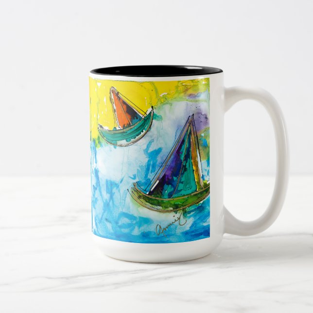 Taza Bicolor Vela Divertido café Mug (Derecha)